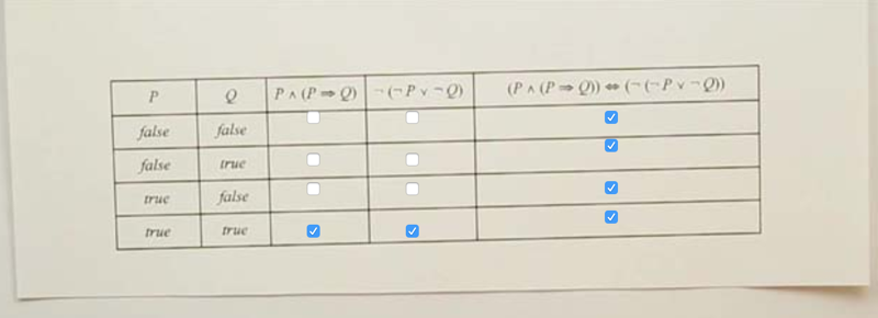 Answer to the Truth Table Question