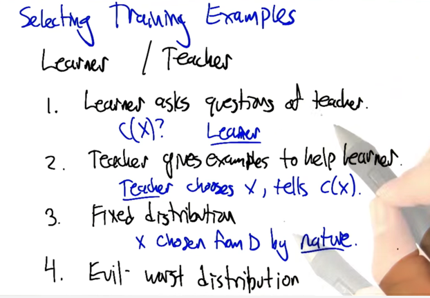 Three ways of selecting training samples